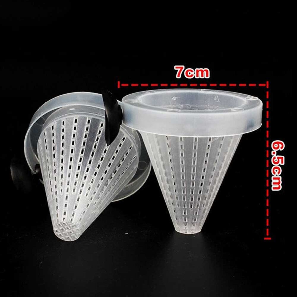 Mini automatisk fiskefoder tilspidset akvarium rød orm fodring foder tragt kop fisk mad foder værktøj med sugekop