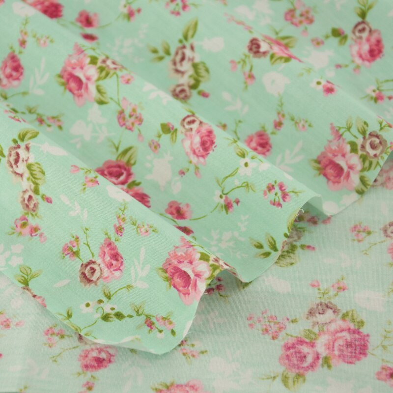 50cmx160cm/piece pretty light green flower cotton fabric home textile tilda patchwork quilting clothing dress sewing bedding