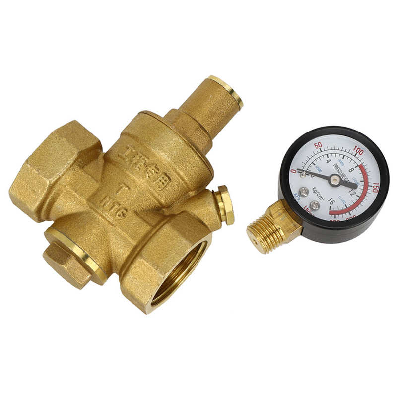 DN25/DN20/DN15 Brass Adjustable Water Pressure Regulator Reducer Maintain Valves Regulator Valves Welding Pressure Gauge Meter: DN25