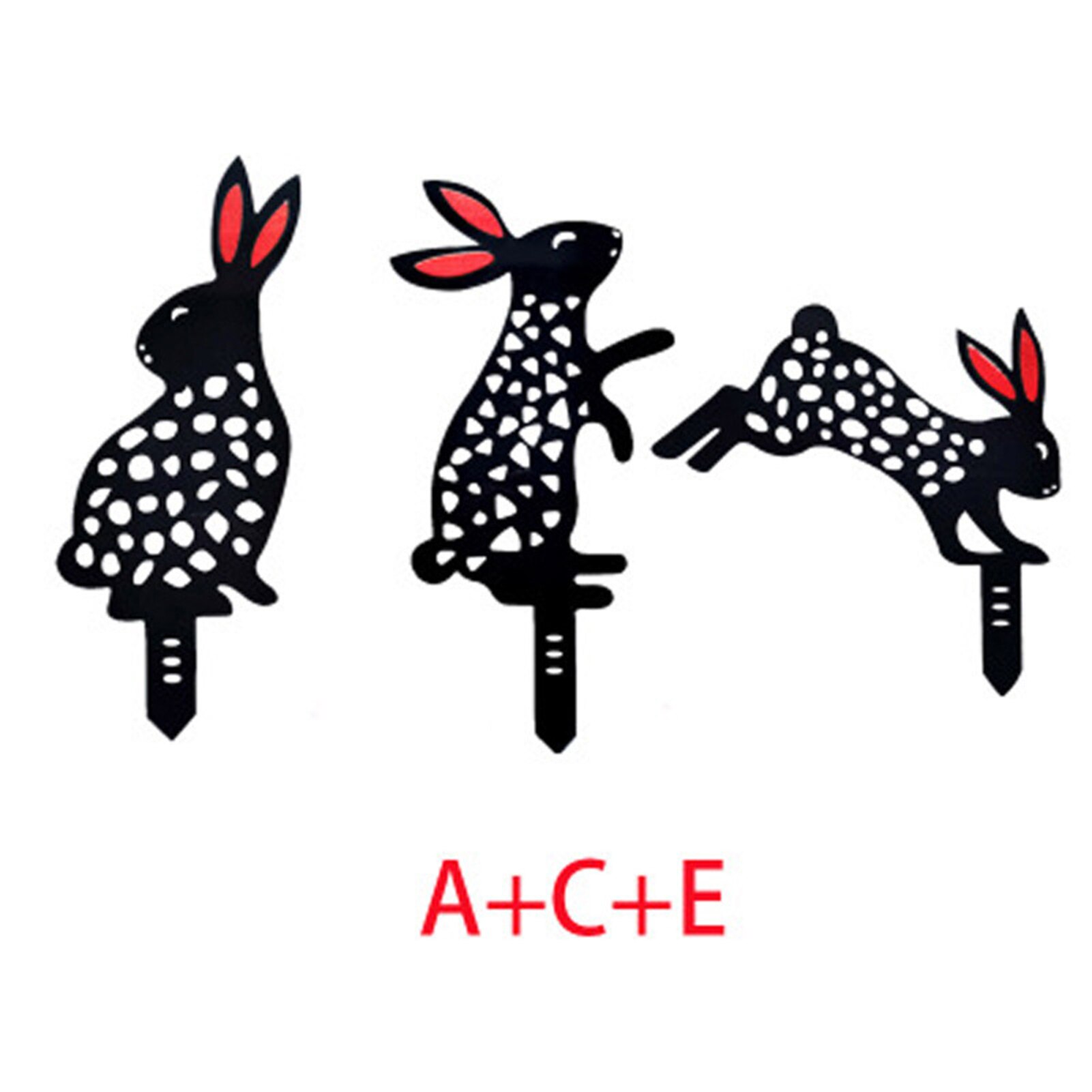 2D Rabbit Yard Art Stake Ground Insert Decor Hollow Lifelike Bunny Metal Statue Peg for Outdoor Garden Manor Lawn J2Y: a c e