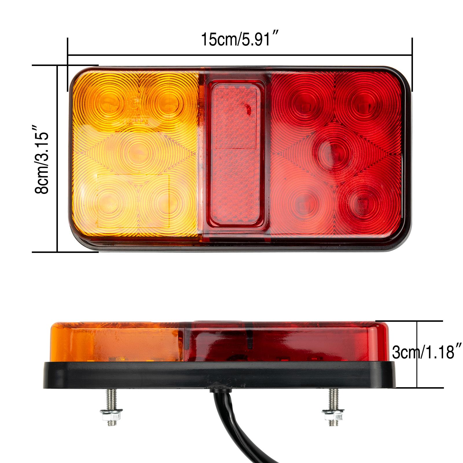 2Pack 10 Led Trailer Staart Achterlicht Richtingaanwijzer Reverse Brake Lamp Voor Vrachtwagen Vrachtwagen Caravan Van Ute rv Tractor DC12V-24V