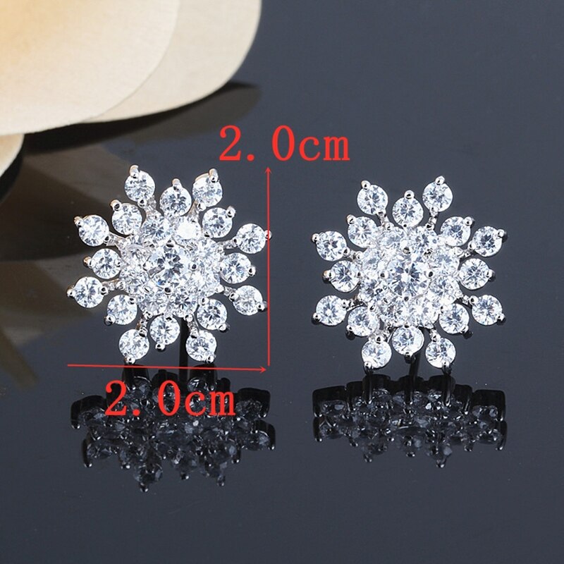 Koreaanse Mode-sieraden Exquisite Rhinestone Crystal Sneeuwvlok Bloem Oorbellen Boucles D' Oreilles Oorbellen