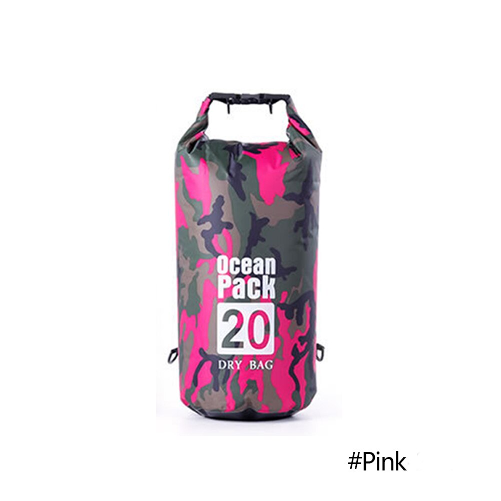 Bolsa impermeable de camuflaje para buceo, bolsa seca de almacenamiento para natación, playa, Rafting, Kayak, para exteriores, 2/5/10/20/30L: Rosa / 5L