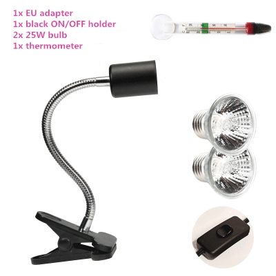 25w uva&uvb juster temperatur lamper skildpadde krybdyr varme tilbage kæledyr lys skildpadde calcium solarium akvarie habitat belysning: 25w 2 lamper sorte