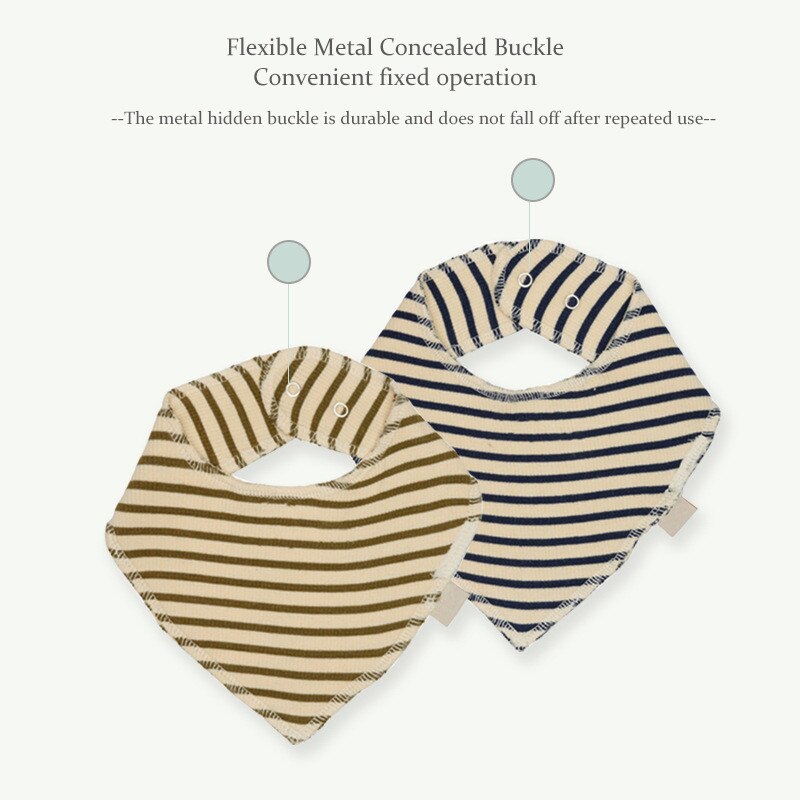 Baby Bibs Infant Soft Cotton Bib Newborn Solid Color Stripe Snap Button Triangle Saliva Towel Boy Girls Feeding Drool Burp Cloth