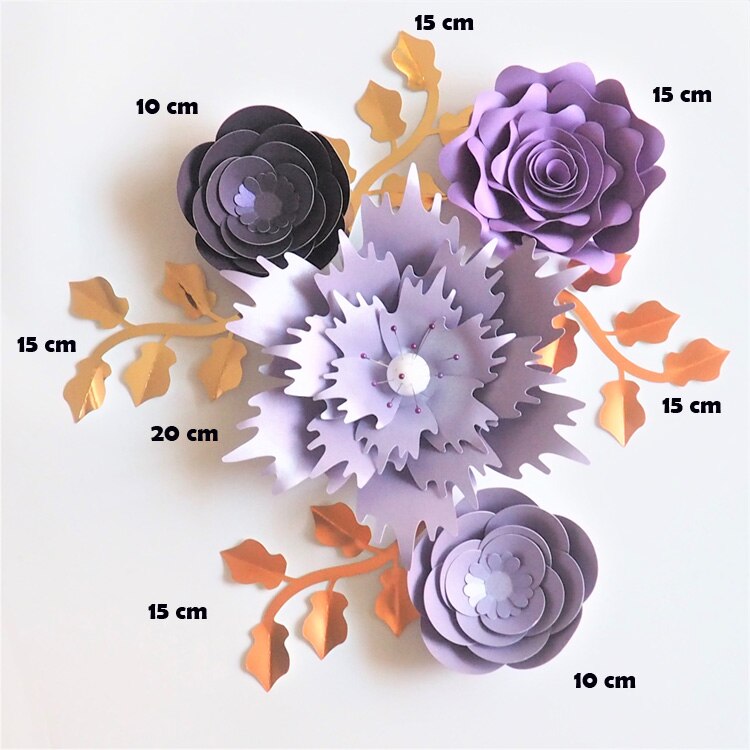 Handgemachte Karton Rose DIY Papier Blumen Blätter Set Für Hochzeit & Event Kulissen Dekorationen Kindergarten Wand Deco Video Tutorials: Purple series