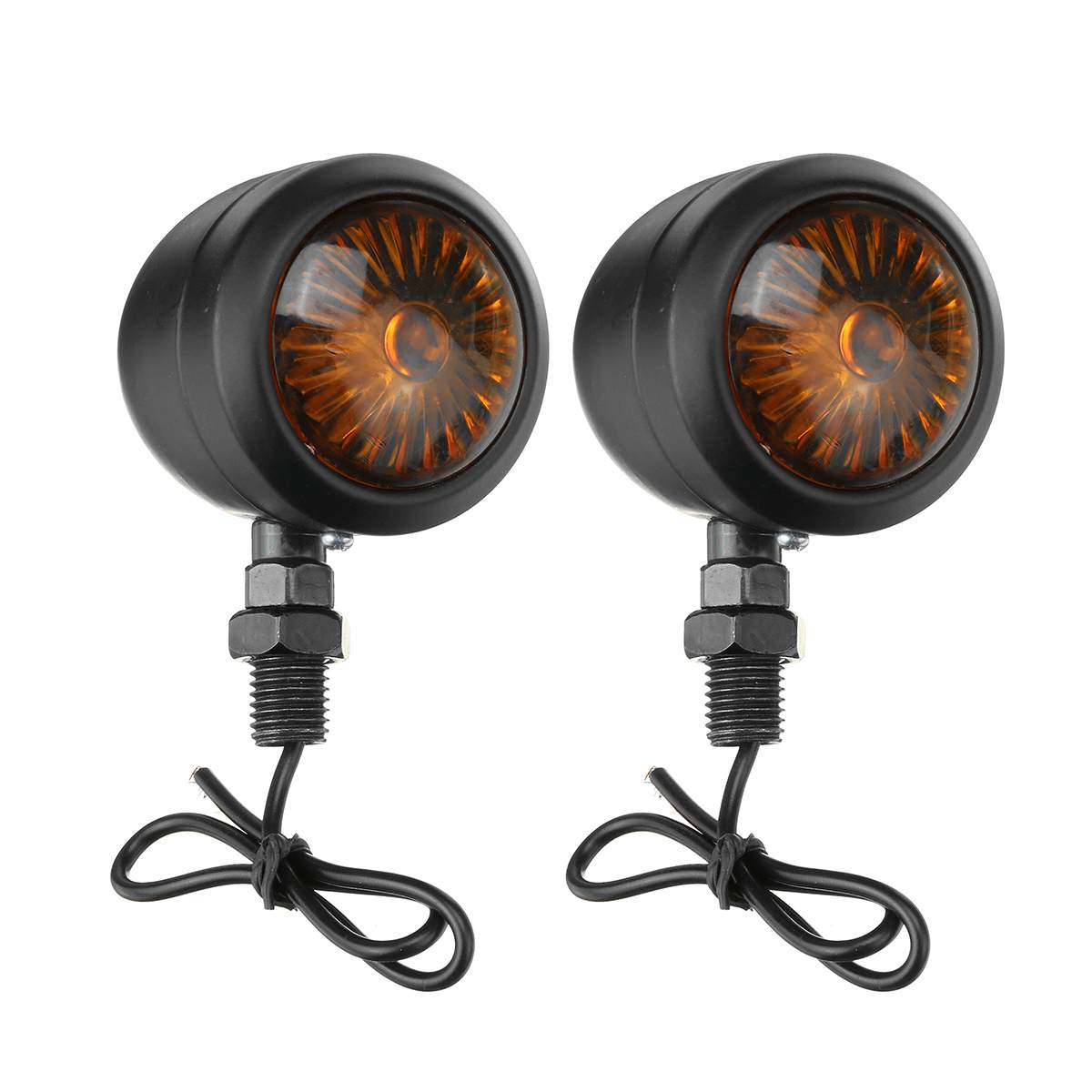 2/4 PCS Motorcycle Turn Signals Indicator Universal 12V Retro Motorbike Signal Lights Metal Blinkers Black Chrome
