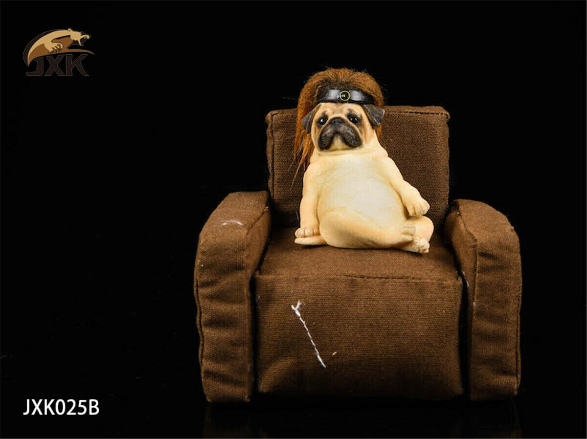 JXK 1/6 Decadent Pug With Sofa Figure Pet Dog Model Canidae Animal Collector Toy Resin Desktop Decoration: JXK025B