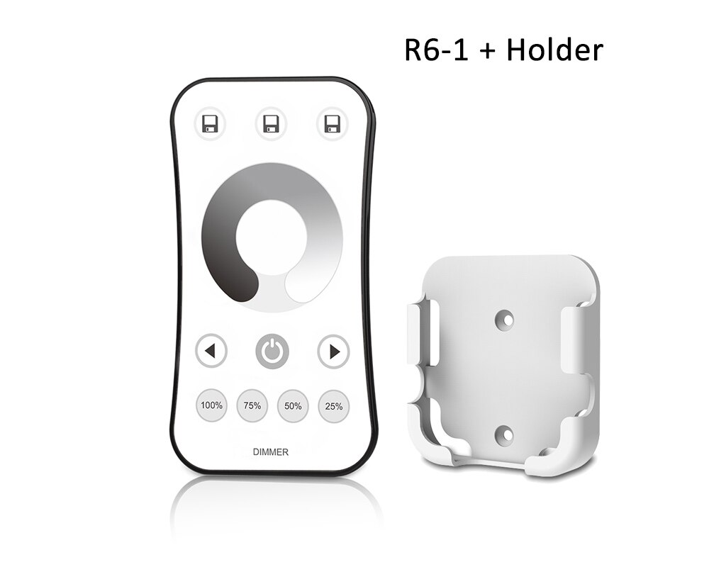 Led dimmer 12v 5v 24v 36v 8a pwm trådløs rf led strip dimmer bryter på av med 2.4g fjernkontroller for ensfarget led: R6-1 med holder