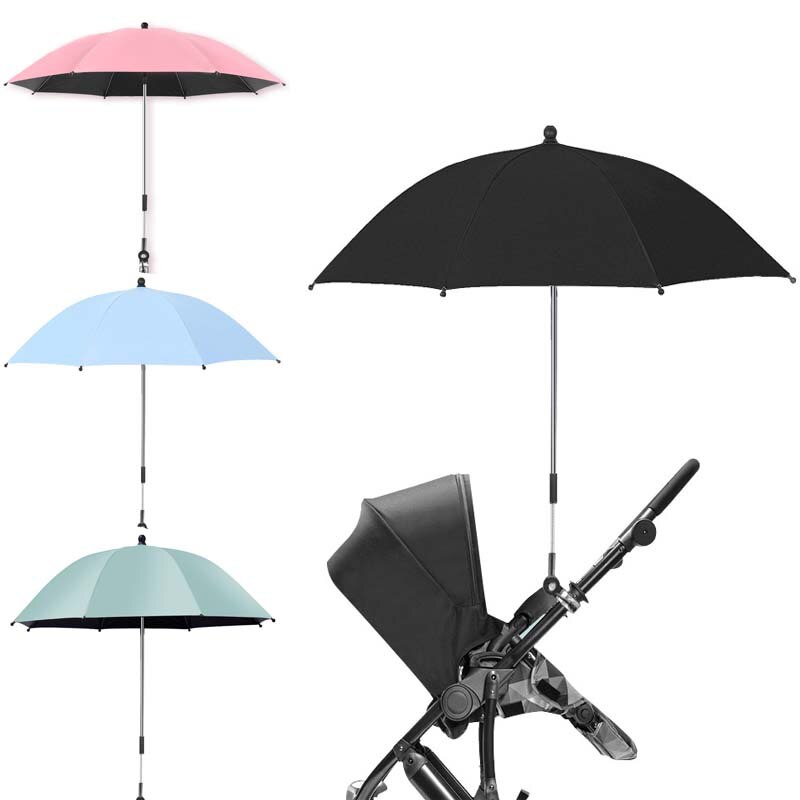 Universal Baby Stroller Folding Umbrella UV Protection Rainproof Infant Stroller Cover Umbrella 360 Degrees Adjustable Sunshade
