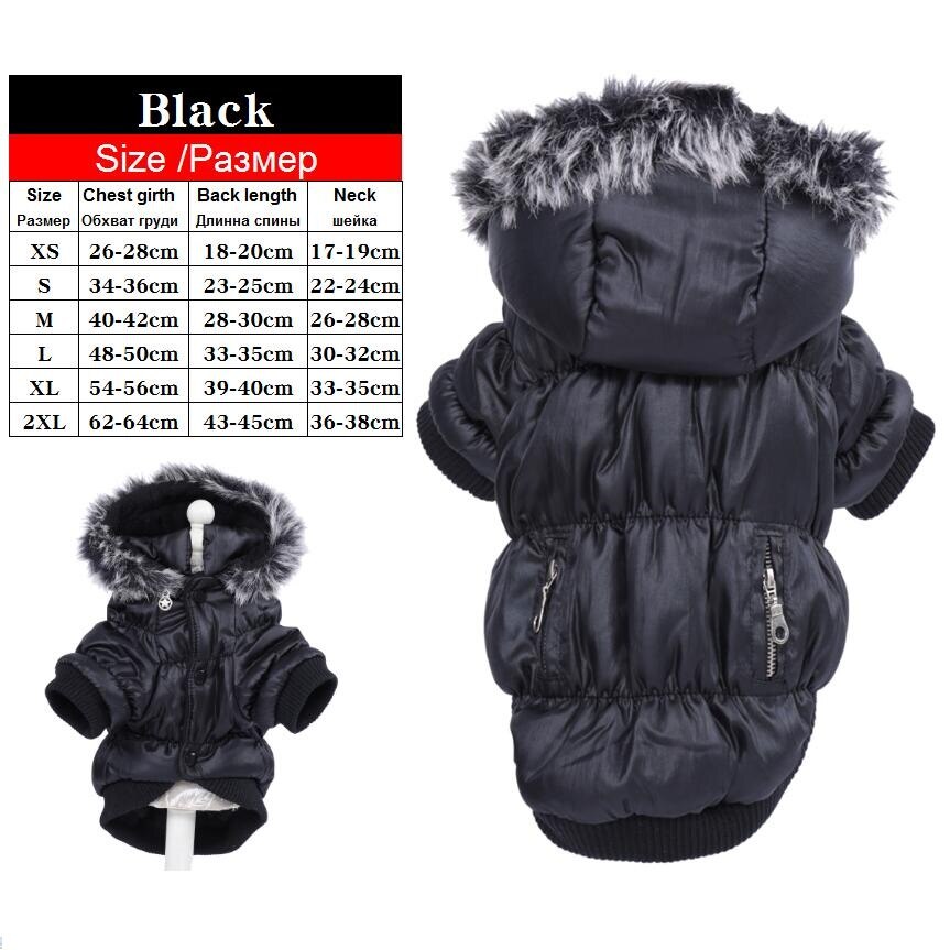 Winter Honden Kleding Warme Fleece Ski Parka Hond Jassen Jas Kleding Voor Honden Puppy Teddy Chihuahua Xs Sml xl 2XL: Black / XL