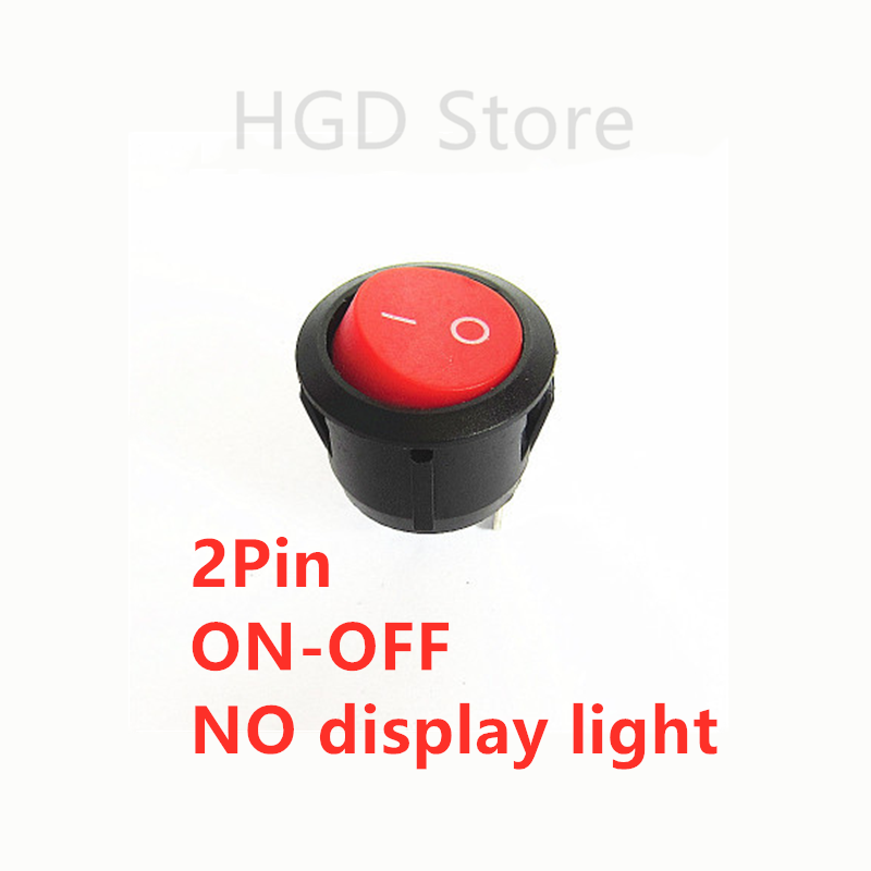 2PCS KCD1 20MM Round Rocker Switch 2/3/4Pin ON-OFF-ON 12V 6A/250VAC 10A/125VAC SPST LED Car Push Button Switch With Light: Orange