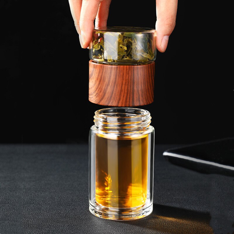 Dobbelt Glas Vandflaske med Etui Te Drik Flaske Infuser Tumbler Drinkware Vandflaske Miljøvenlig