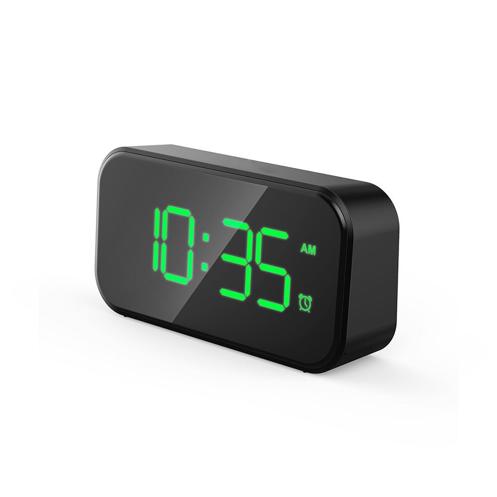 Electronic Smart Alarm LED Digital Clock USB 4inch Durable Simple Touching Snoozed Button Calendar Snooze Function: Green