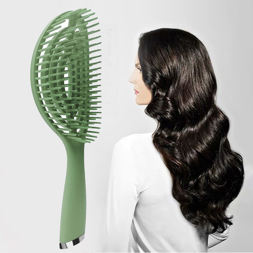 Vrouwen Haar Borstel Elliptische Hollow Out Vormige Kam Massage Hoofdhuid Grote Gebogen Plastic Kam Haarborstel Voor Kappers