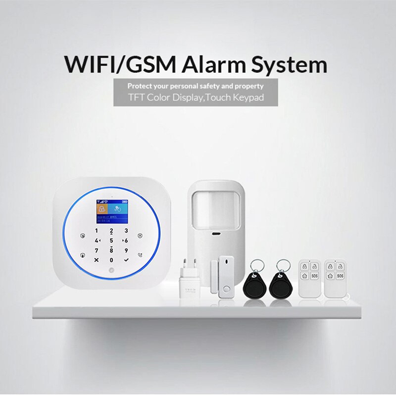 KERUI G12 GSM/WIFI Alarm System Full Touch RFID Card Panel Home Security Alarm Host Wireless APP Control Muti-language Support