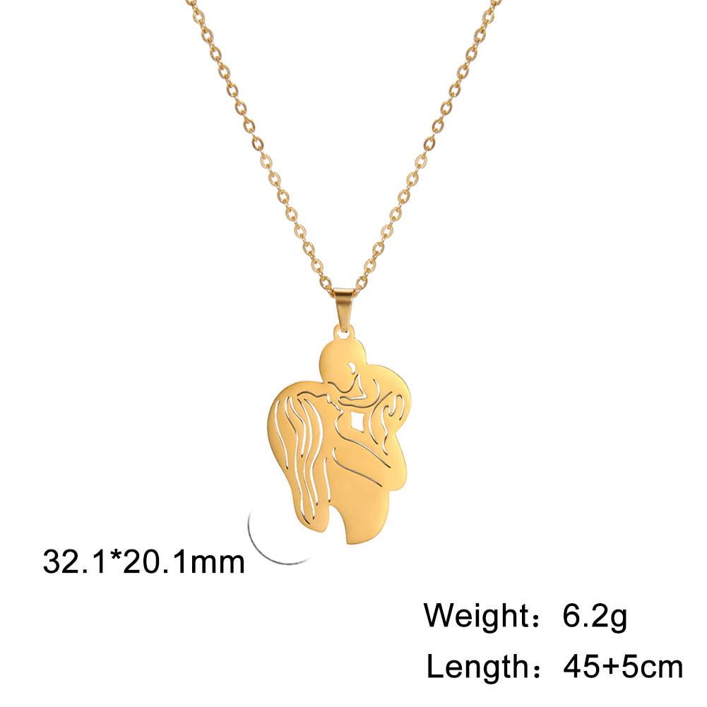 Cazador encantador colgante familiar para mamá, papá, niños, bebé, mujer embarazada, gargantilla de acero inoxidable, joyería, del Día de la madre,: Oro champán