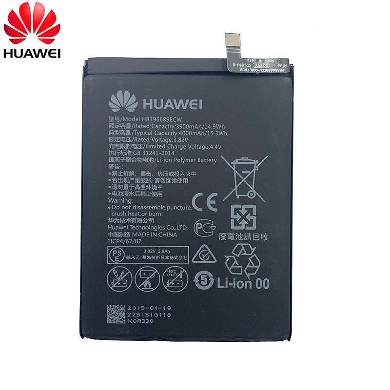 100% Originele 4000Mah HB396689ECW Batterij Voor Huawei Y9 / Honor 8C BKK-TL00 FLA-LX1 LX2 LX3 L22 Spelen 8C telefoon Batterijen