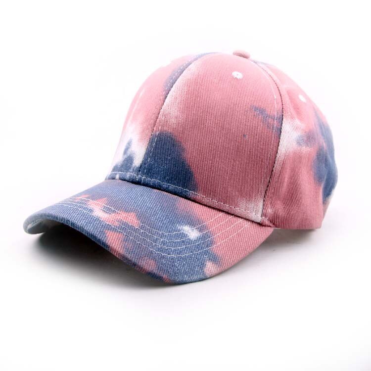 2022 Tie Dye Baseball Cap summer Men Women Trend Lovers Colorful Snapback Hat sun Outdoor Adjustable Sun Graffiti Bone: skin pink