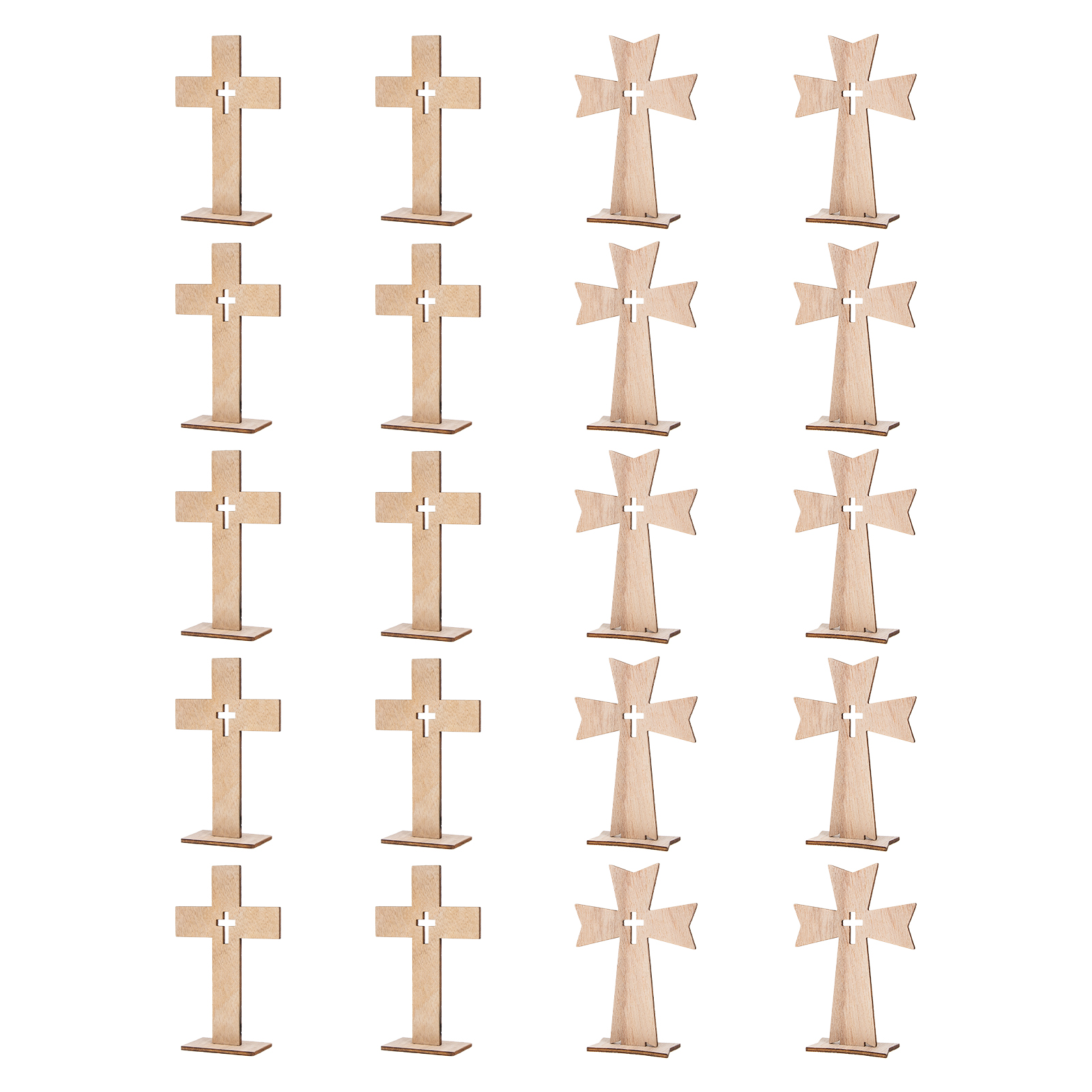 20Sets Cross Wooden Ornament Decorative Art Craft Wood Standing Cross Desk Adorn
