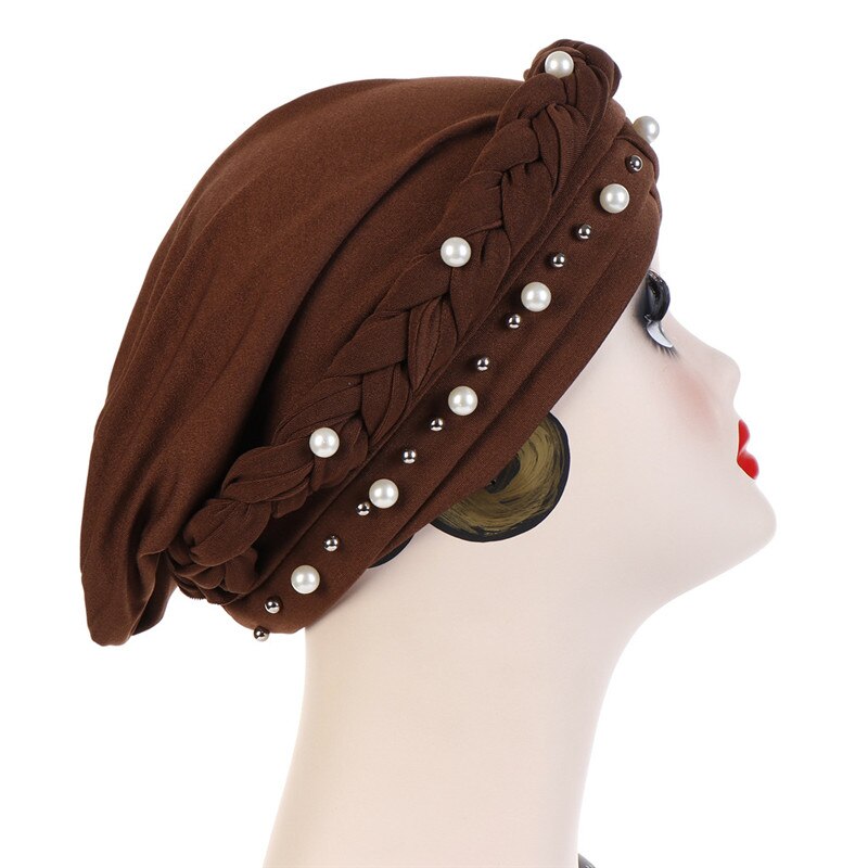 Hiyab-pañuelo para la cabeza para mujer musulmana, capa de turbante de algodón sólido, blanco perla, interior, musulmán, turbantes