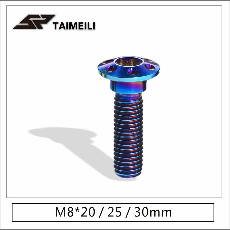 TAIMEILI Titanium Alloy Screw M8X20/25/30mm Motorcycle Brake Disc Screw Inner Plum Blossom Petal Head 1PCS: M8x30mm / Step-Shaped Bluing
