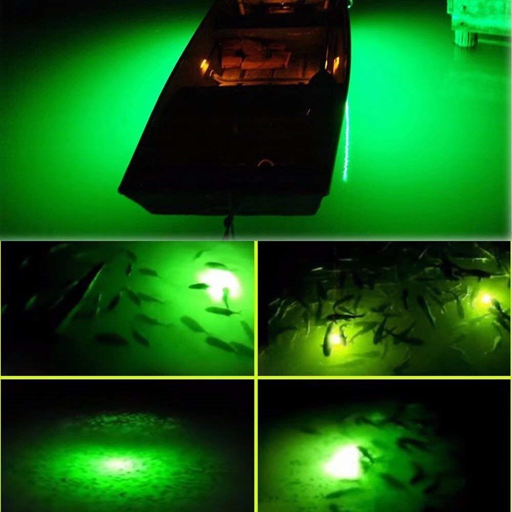 Luz de pesca nocturna sumergible para uso bajo el agua, luz LED verde de 20W y 30W para atraer peces, lámparas nocturnas para barcos, muelles, herramientas de pesca