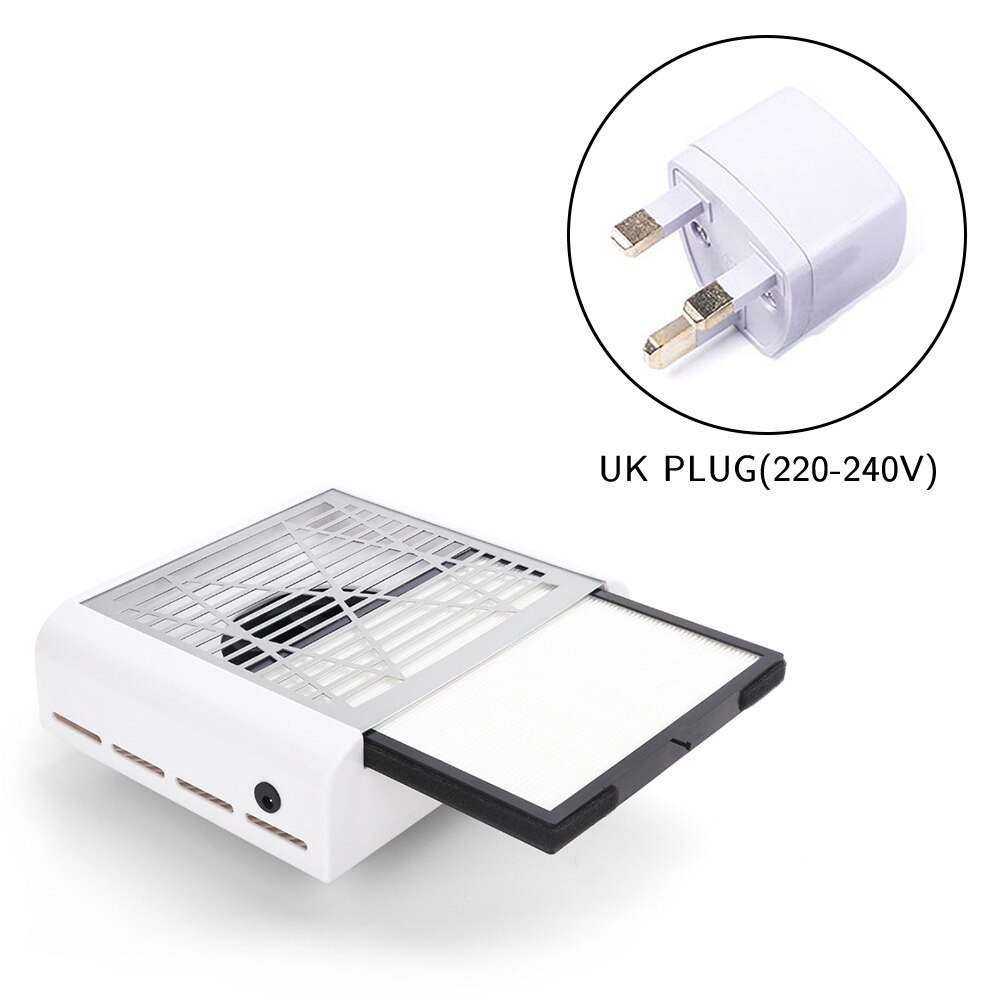 40W Sterke Power Nail Dust Collector Nail Fan Art Salon Zuig Dust Collector Machine Stofzuiger Fan: UK plug