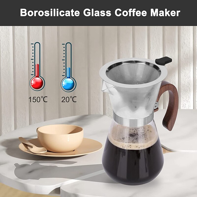 Coffee Pour over Coffee Dripper Brewer Pour Over, Manual Coffee Maker, Glass Pour over Coffee Maker Decanter