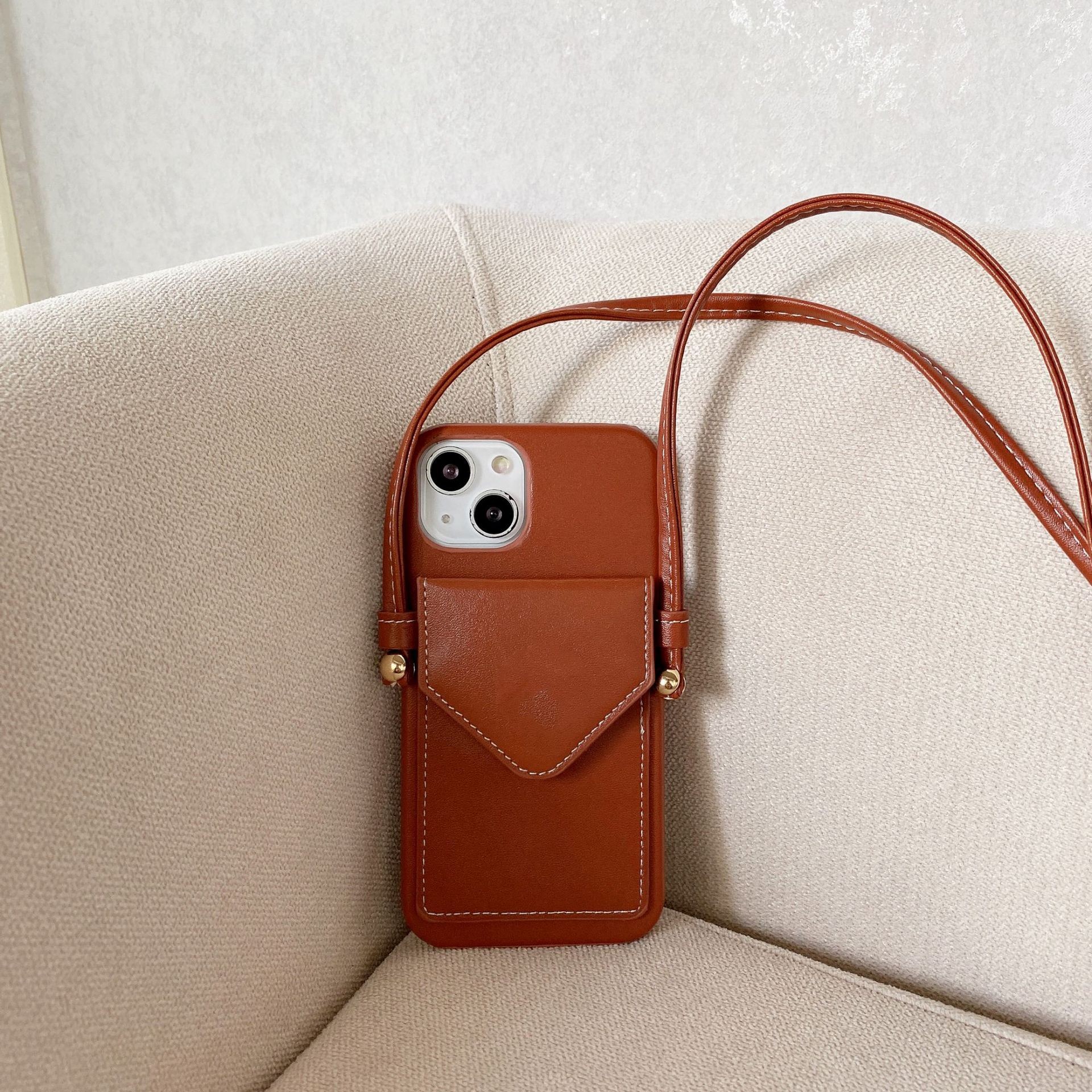 IPhone 13 crossbody card bag, can hold ID card, bank card, half pack, bare machine feel