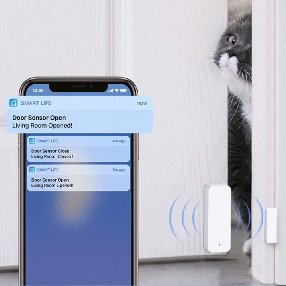 Tuya Smart WiFi Door Sensor Window Contact Open Close APP Remote Control Compatible With Alexa Google Assistant