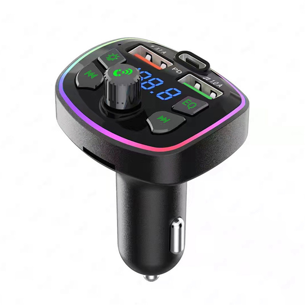 C20 Car FM Transmitter Cigarette lighter Dual USB 5V 3.1A Fast Charger Audio Player Bluetooth With Colorful lights MP3 Player: C20 with opp