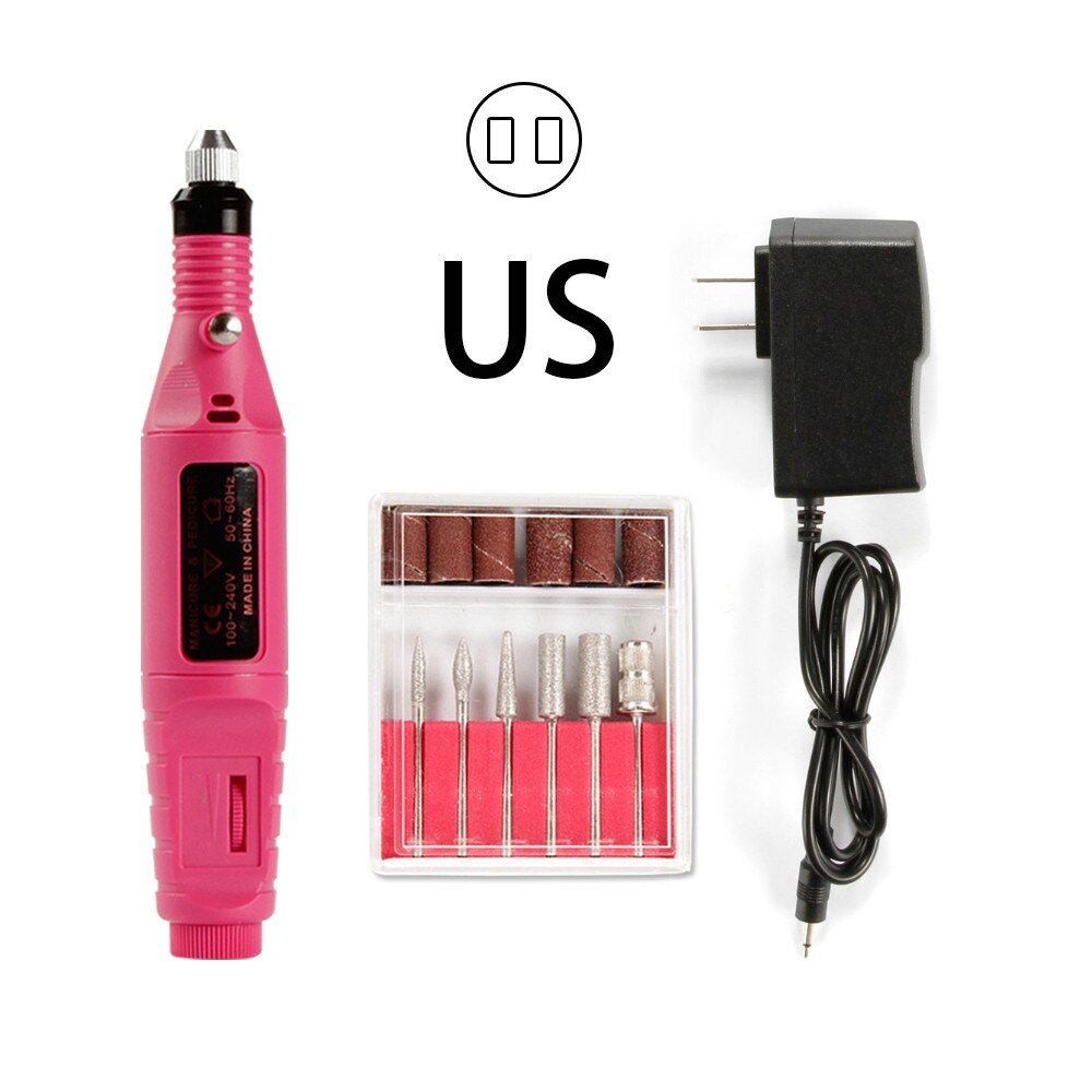 Electric Nail Drill Bits Set Milling Drill Machine for Manicure Nail Art Sanding File Gel Remover Mill Cutter Pedicure Apparatus: Rose Red US