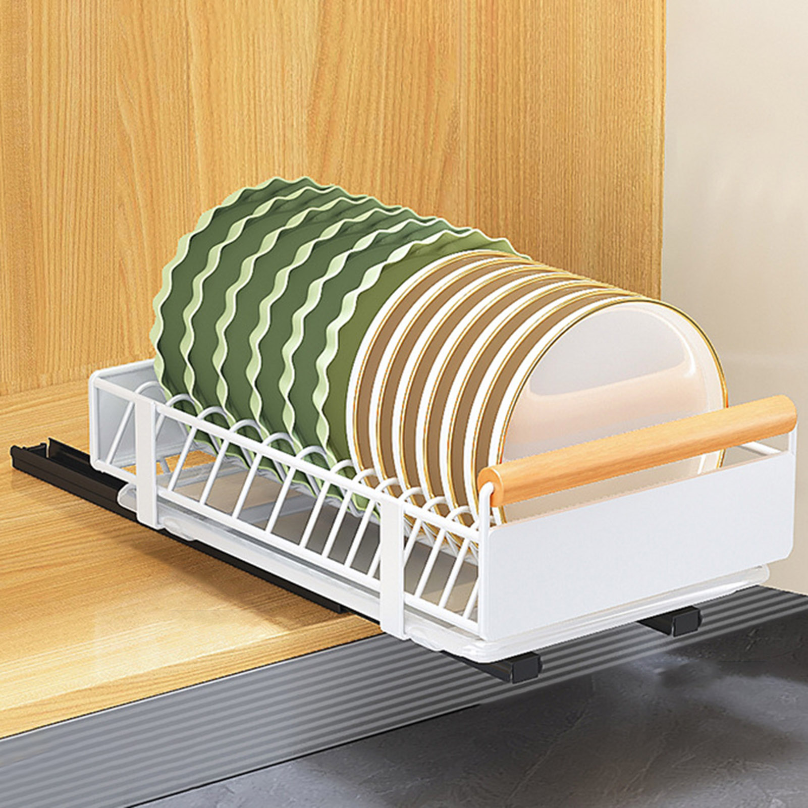 Cabinet Drawer Rack Self-adhesive Sliding No Drilling Foldable Sliding Cabinet Organizer Heavy Duty Pull-out Pantry Organizer: Clear