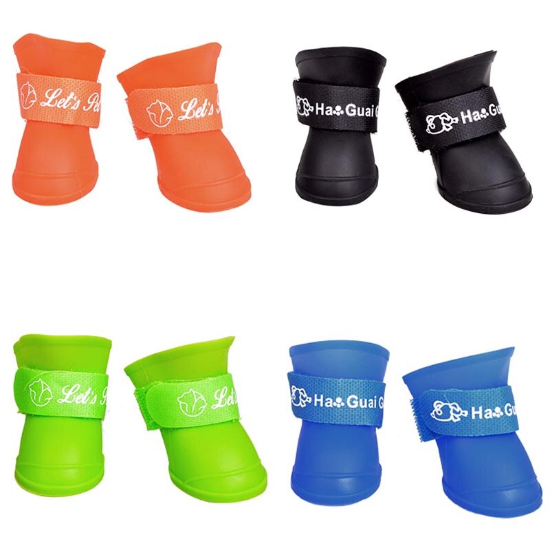 4Pcs Pet Dog Katten Regen Schoenen Pet Laarzen Rubber Draagbare Anti Slip Waterdichte Pet Hond Kat Regen Schoenen Huisdier levert