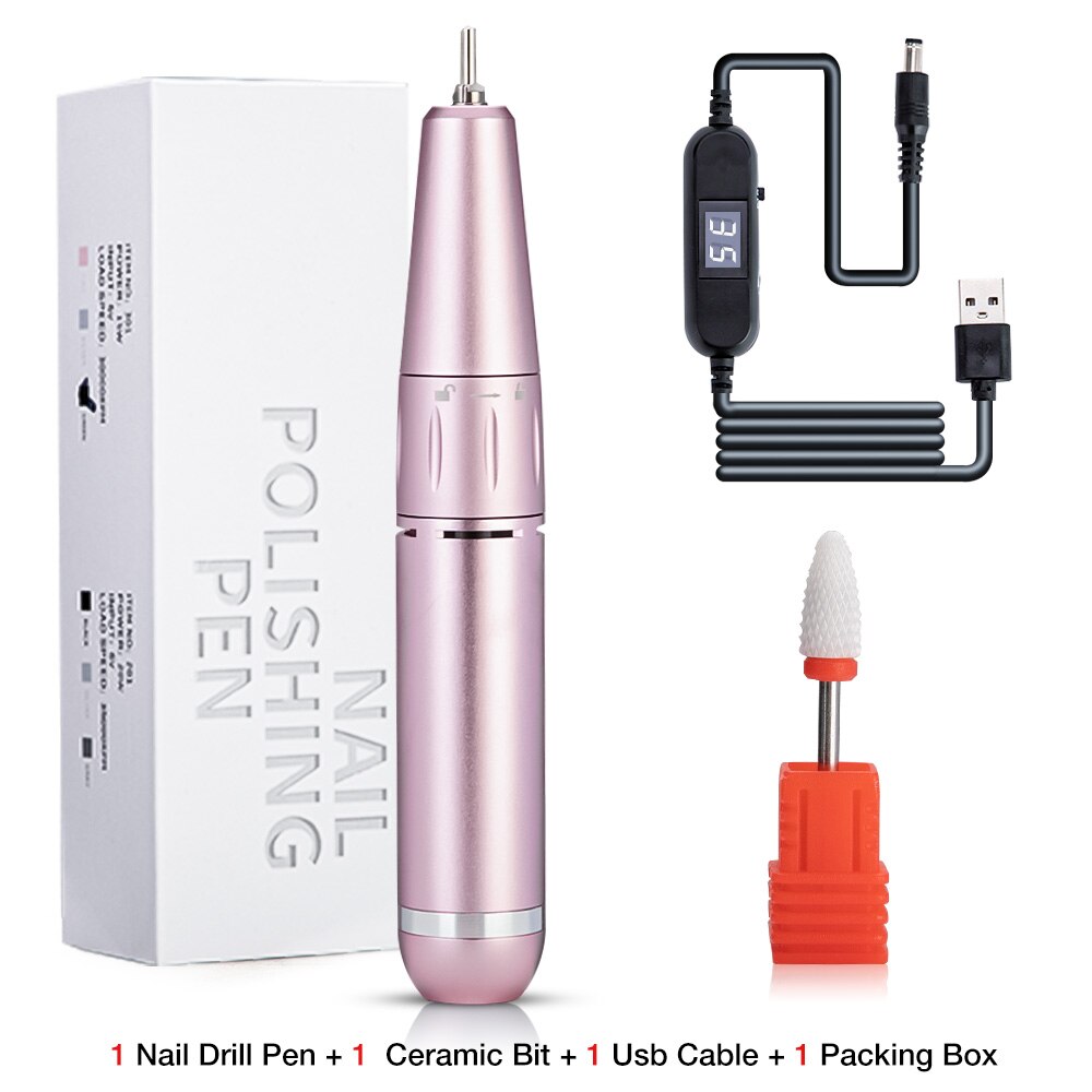 Roze 35000/25000Rpm Draagbare Nail Boor Manicure Machine Set Elektrische Nagelvijl Sterke Power Beroep Nail Tool Voor nail Salon