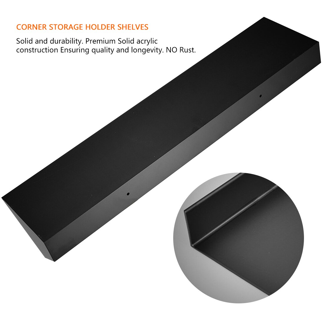 Badhyller plass aluminium svart kjøkken vegghylle dusj oppbevaring hjørnehylle baderomsutstyr 30cm 40cm 50cm lengde