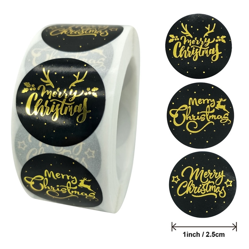 500 pcs/roll Merry Christmas Round 1 inch Golden P... – Grandado