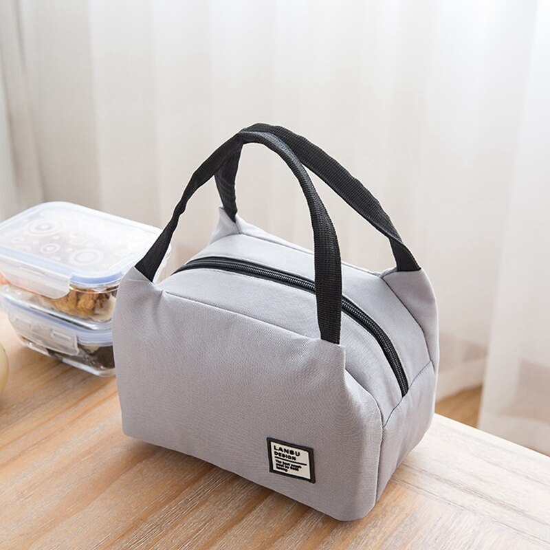Lunch Bags Portable Lunch Box Large Large Capacity Picnic Bags Insulation Box Solid Color Food Case Food Handbags