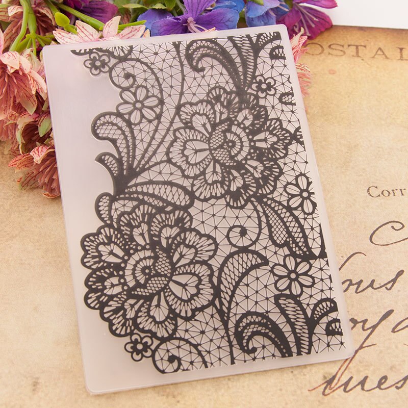10.5x14.8 Magic plastic lace flower Embossing folders Plastic For Scrapbooking DIY Template Fondant Cake Photo Album Card Making