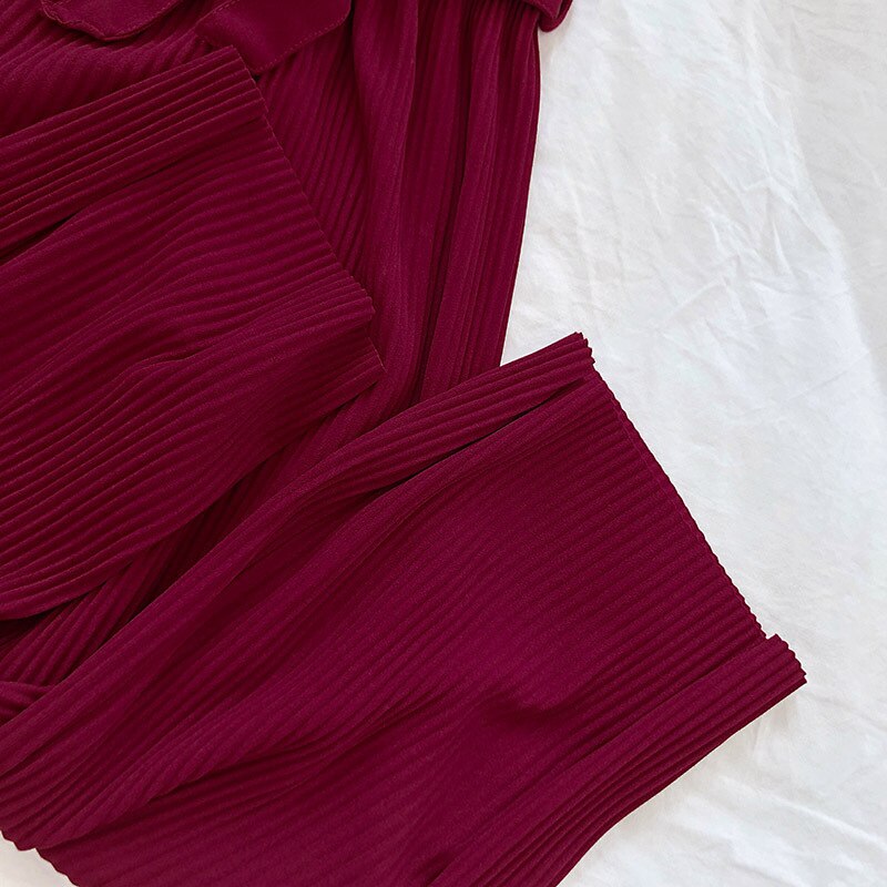 Women's Casual Wide Leg Pants - High Waist Belted Pleated Trousers for Summer