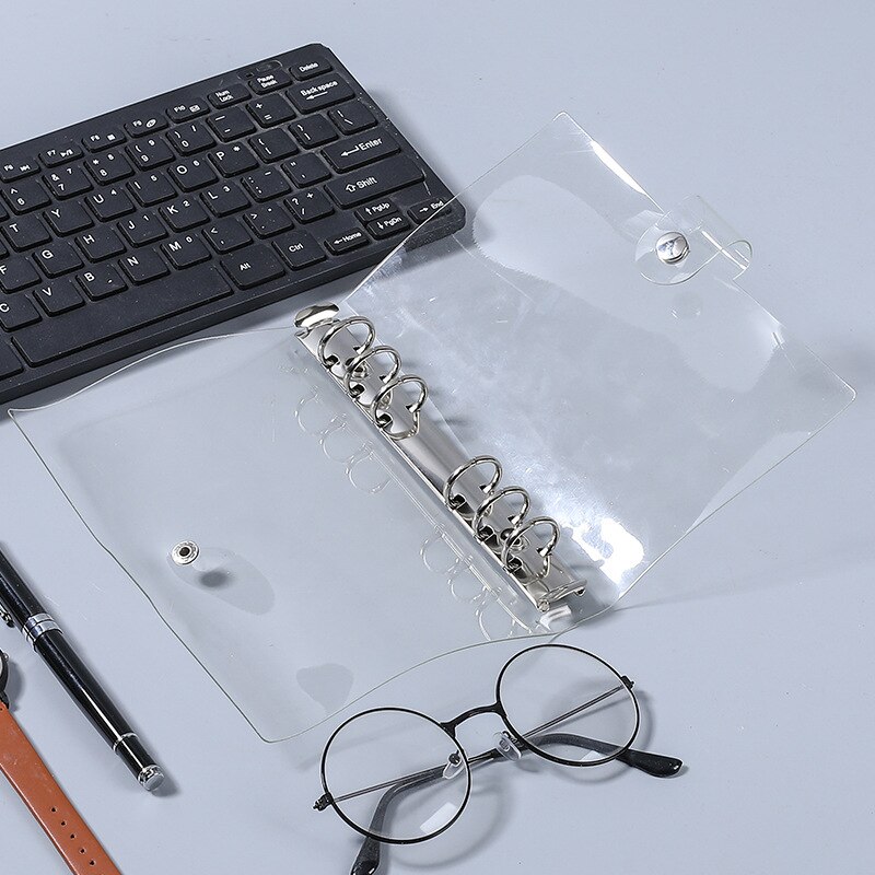 A7 A6 A5 transparent Weiche PVC 6-Ring Bindemittel Abdeckung Druckknopf Schließen fallen für 6 See Nachfüllung EinfüGen füllstoff Papier verlieren Blatt Bindemittel