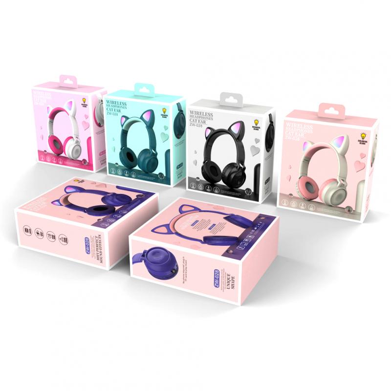 Cute Wireless Headphones Luminous Bluetooth 5.0 Headphones Girl Cat Ear Headphones High Fidelity Stereo Music With Microphone