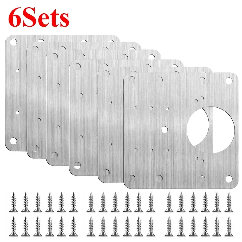 Stainless Steel Hinge Repair Plate Kits Cabinet Furniture Drawer Table Hinges Mounting Plate with Screw Flat Fixing Brackets: Yellow