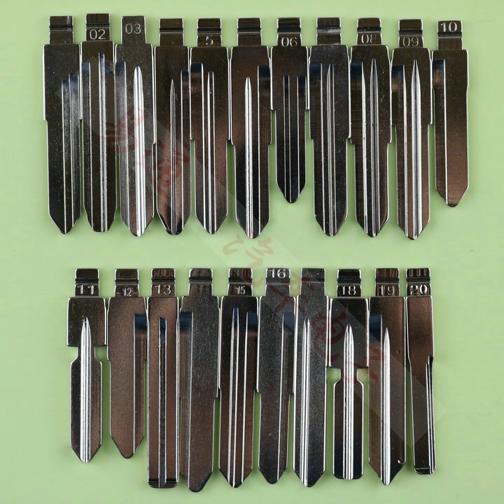 24Pcs/Lot Folding key blade Full Types Car key embryo replacing the key head Remote Key Blade Middle Slot NO 01-20