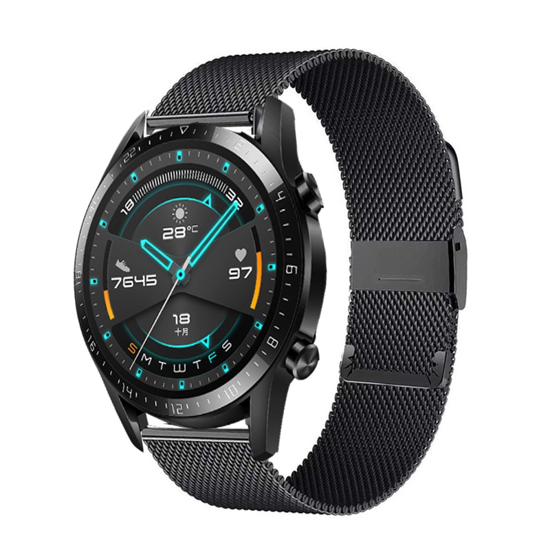 Milanese pulseira de relógio para huawei gt2 46mm 42mm loop pulseira para honra magia 2 46mm cinta aço inoxidável pulseira de metal