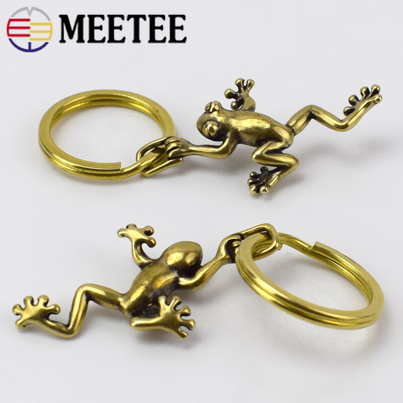 2pcs Eco-Friendly Retro Solid Brass Frog Keychain Hooks Wallet Chain Belt Buckle For Women Men Keyring Pendant Christmas