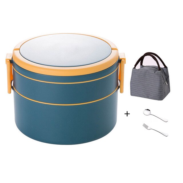 1100ml Portable 2 Layer Healthy Lunch Box Food Container Microwave Oven Lunch Bento Boxes With Cutlery Lunchbox: 10