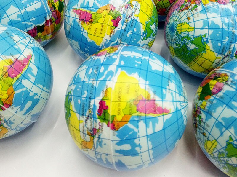 100Mm/63Mm Anti Stress Relief World Map Foam Bal Atlas Globe Palm Bal Planeet Aarde Bal Speelgoed voor Kinderen