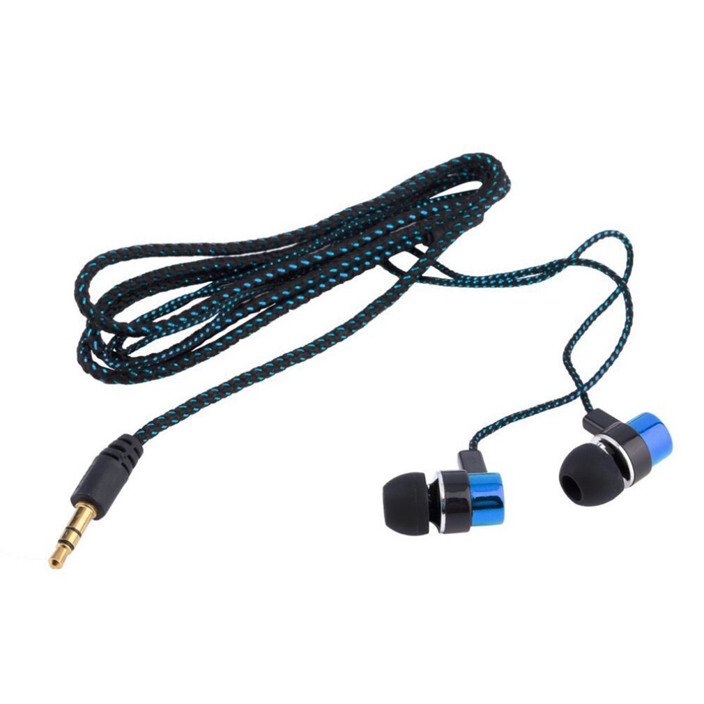 Oortelefoon Gevlochten Bedrading Super Bass In Ear Music Oortelefoon Hifi Stereo Oordopjes Geluidsisolerende Sport Koptelefoon Met Microfoon: Blauw